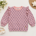 Girls Pink Floral Printed Sweatshirt