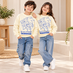 Kids Cream Sonic Graphic Printed Sweatshirt