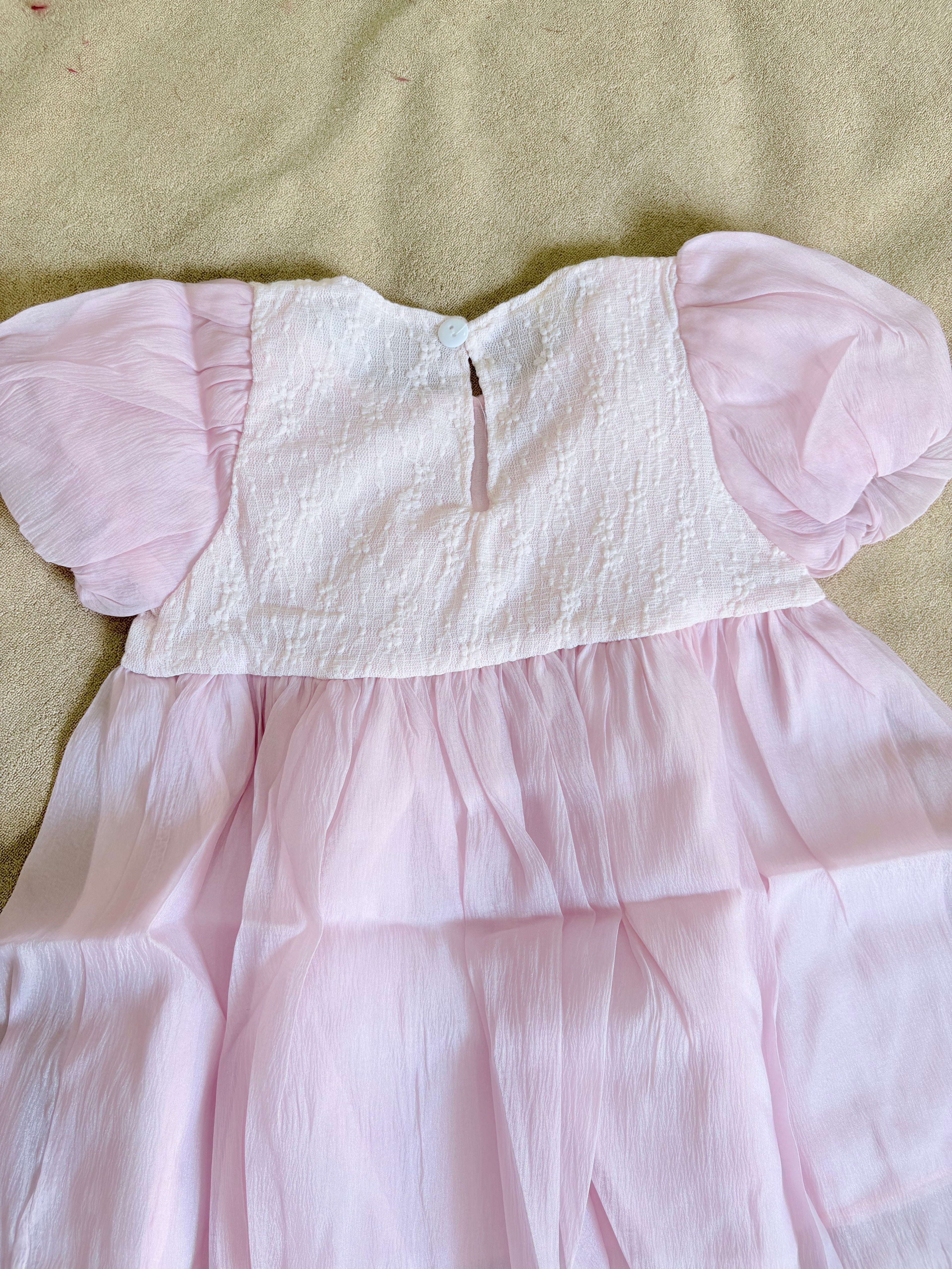 Blush Pink Puff Sleeve Frock | Elegant Layered Dress