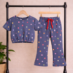 Midnight Polka Crop Top & Bootcut Set