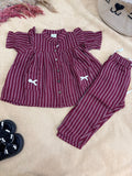 Maroon Stripe Muslin Co-ord Set