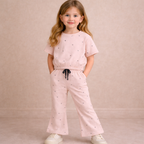 Girls Unicorn Rainbow Print Crop Top & Bootcut Pants Co-ord Set