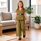 Pleated Top & Wide-Leg Pants Set