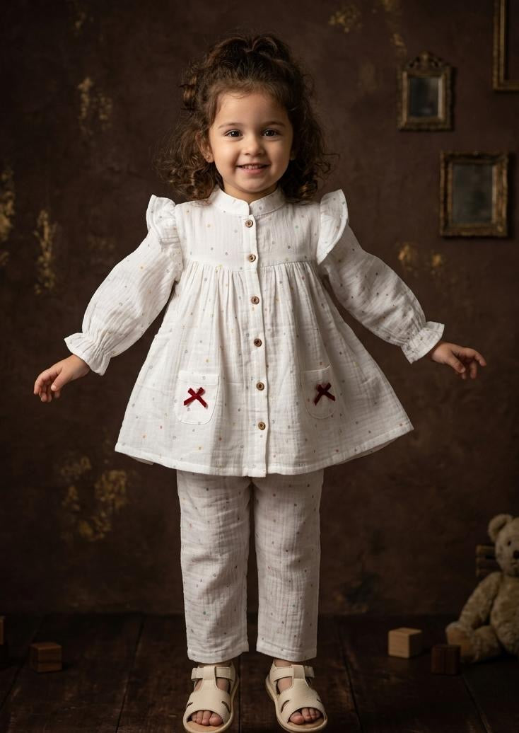 Classic White Muslin Co-ord Set
