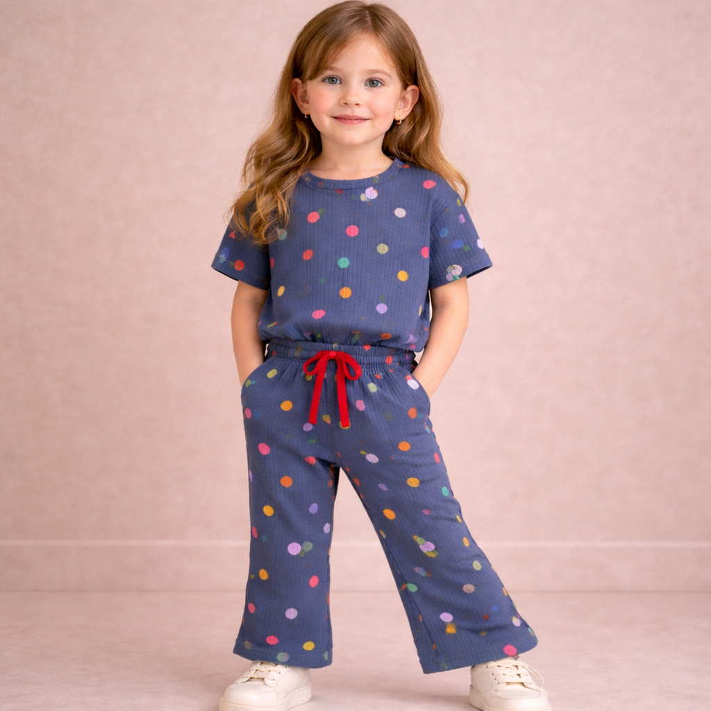 Midnight Polka Crop Top & Bootcut Set