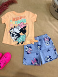 Baby Girl Minnie & Figaro Graphic T-Shirt with Printed Shorts Set