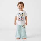 Mickey White & Blue Wide Leg Co-ord Set