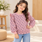 Girls Pink Floral Printed Sweatshirt