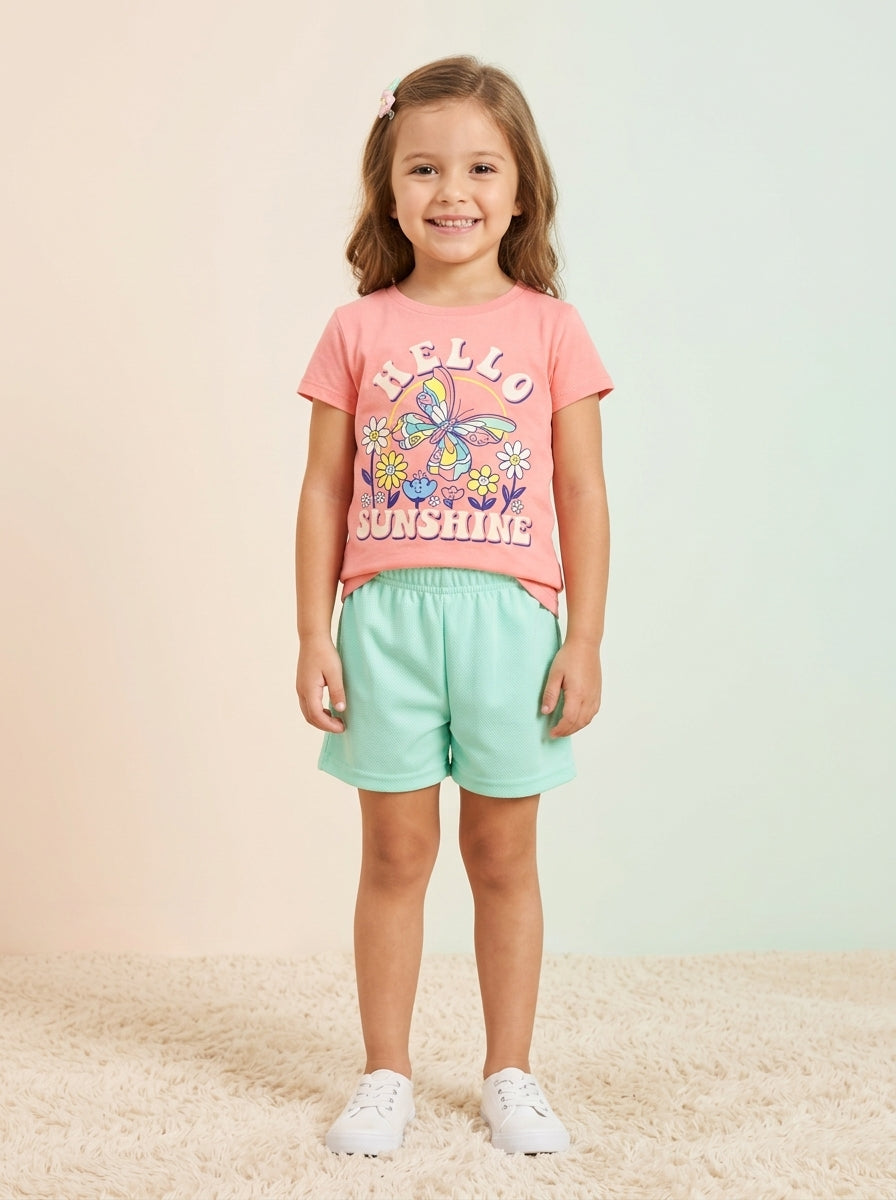Baby Girl Hello Sunshine Butterfly Shorts Set
