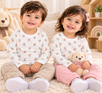 Cream Teddy Bear Print Cotton T-Shirt
