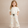 White Bloom Crop Top & Bootcut Set