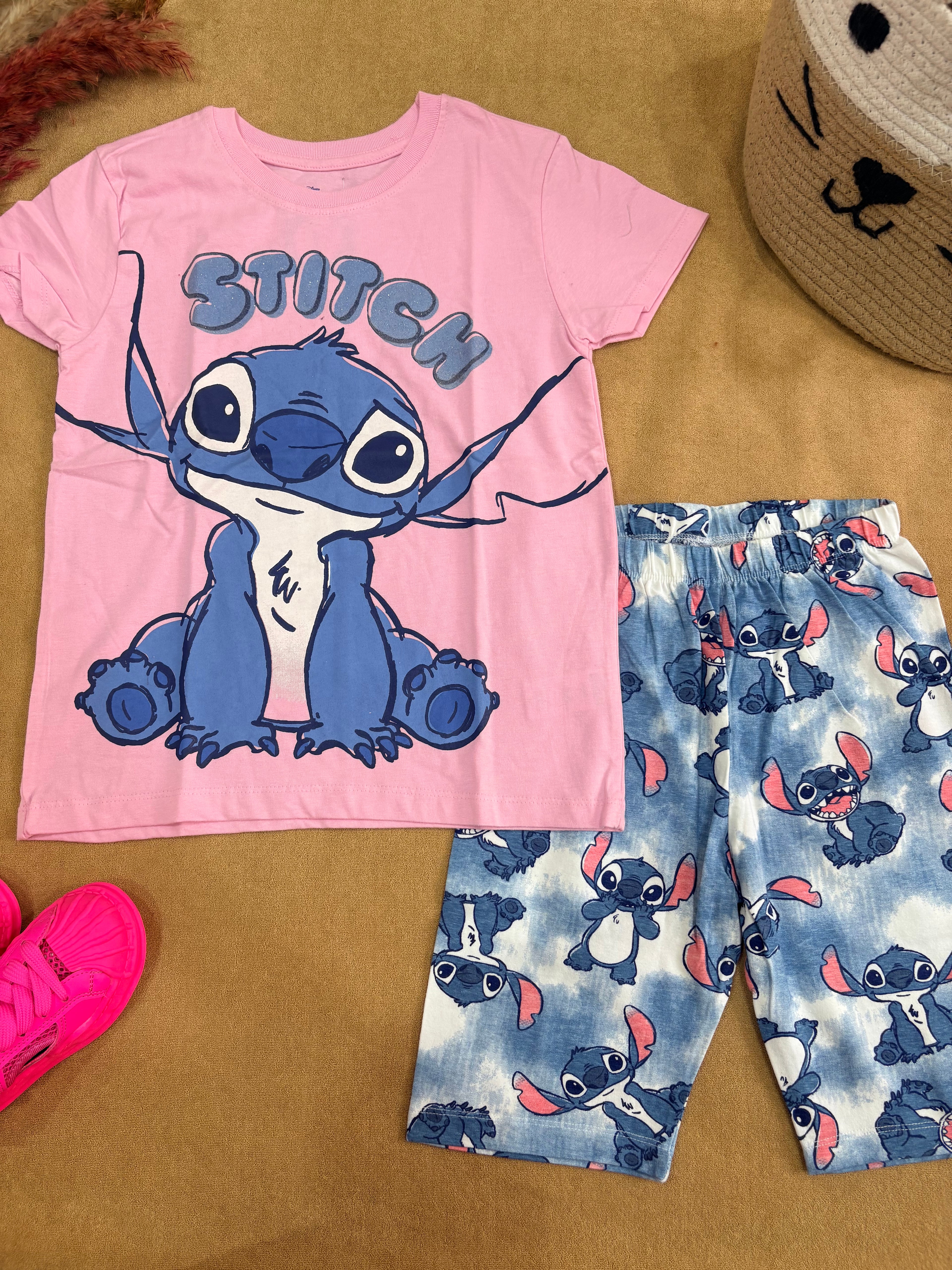 Baby Girl Stitch Graphic T-Shirt with Printed Capri Co-ord Set
