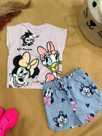 Baby Girl Minnie & Daisy Graphic T-Shirt with Printed Shorts Set