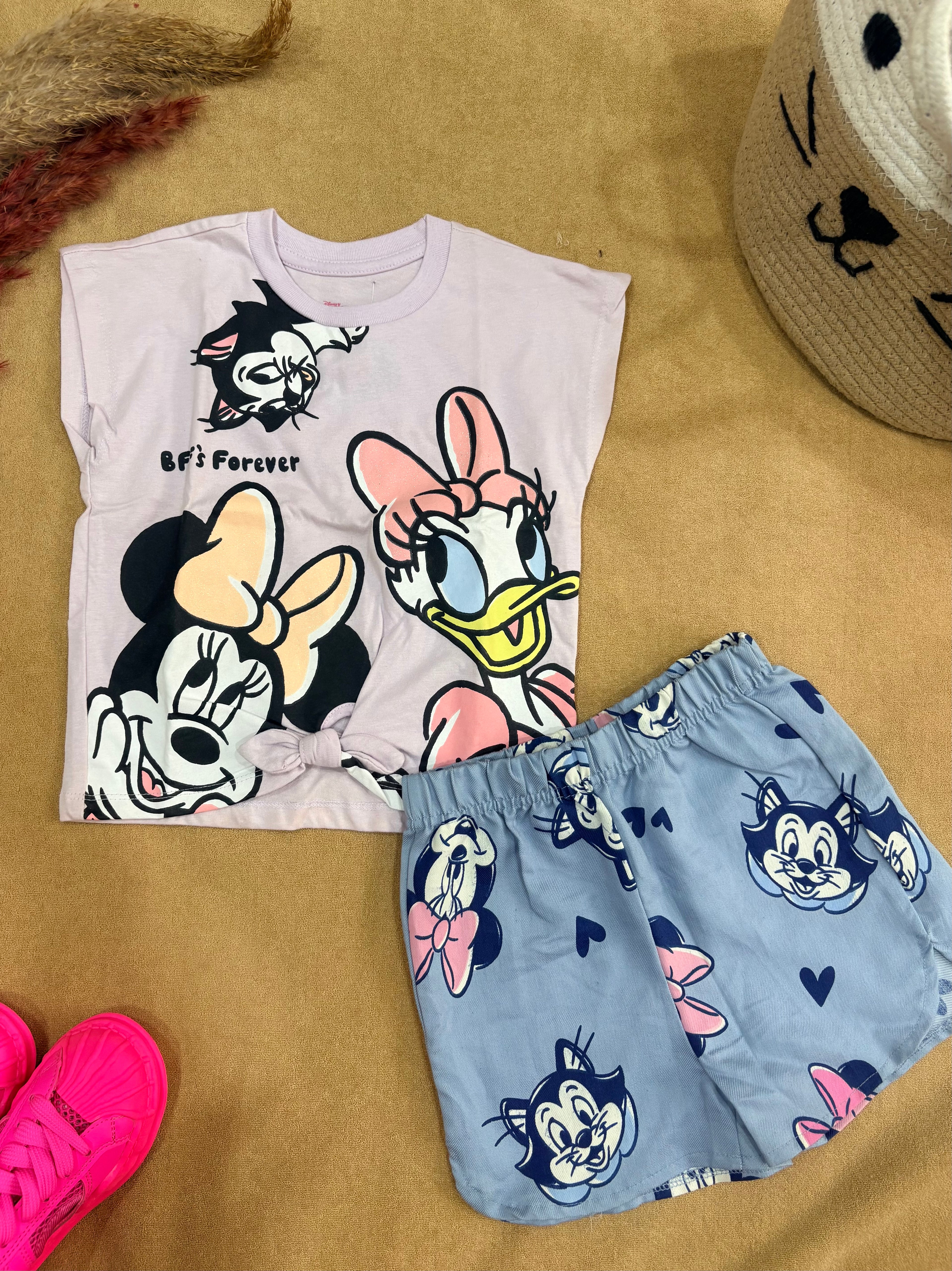 Baby Girl Minnie & Daisy Graphic T-Shirt with Printed Shorts Set
