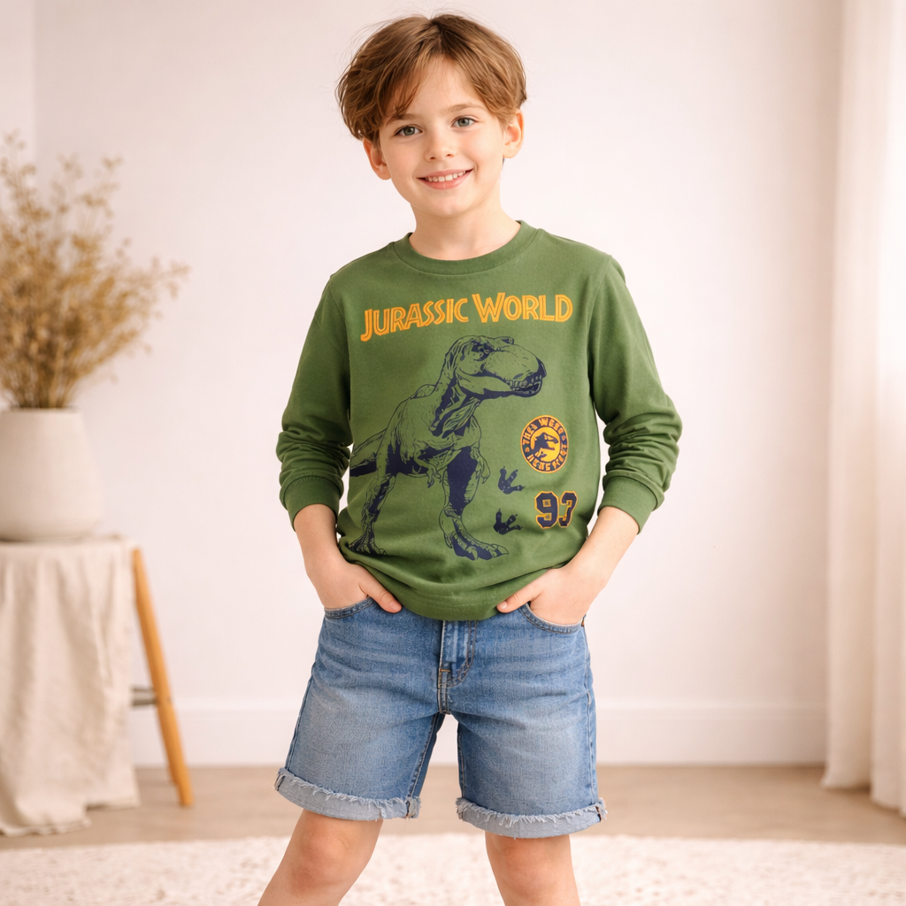 Jurassic Dinosaur Print Full Sleeve T-Shirt