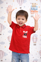 Play Time Red Polo T-Shirt for Kids
