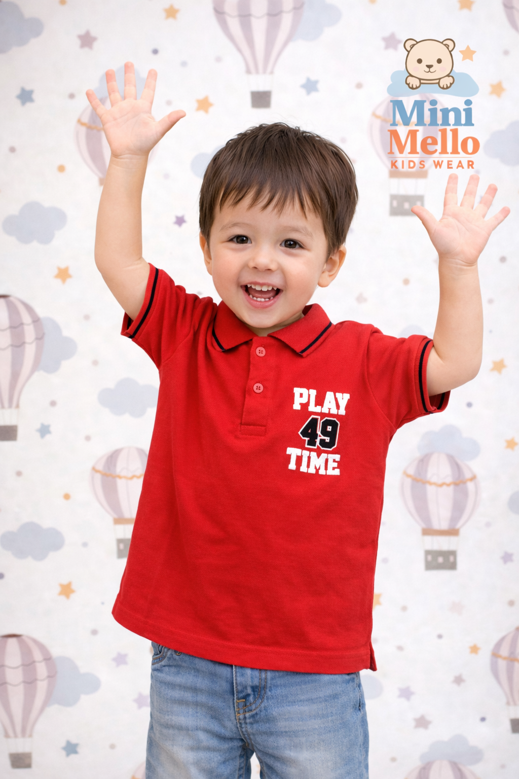 Play Time Red Polo T-Shirt for Kids