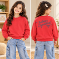 Girls Red Sweatshirt with Back Graphic Print