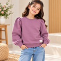 Girls Mauve Puff Sleeve Sweatshirt