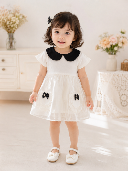 Baby Girls White Peter Pan Collar Party Frock
