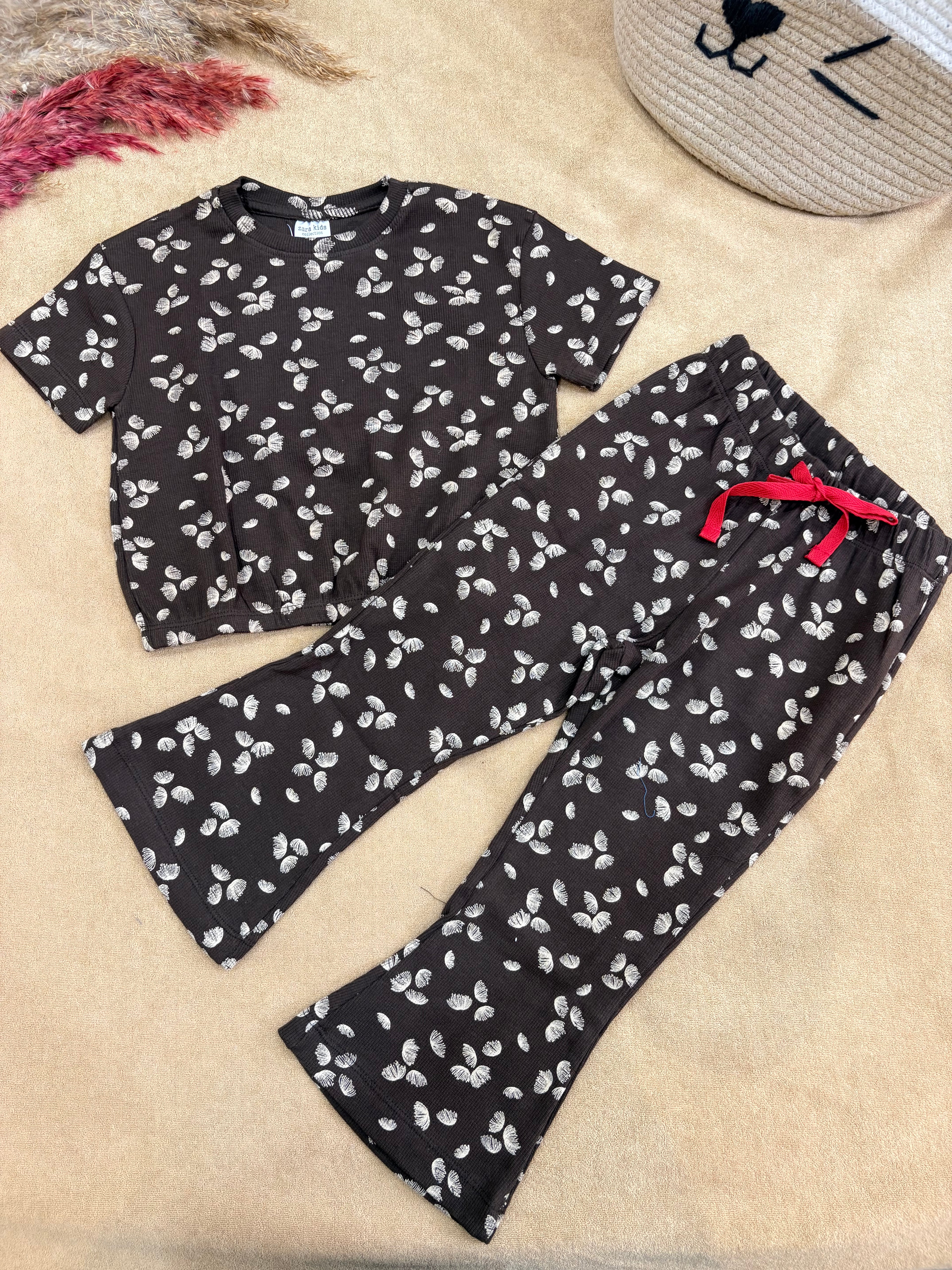 Mocha Leaf Crop Top & Bootcut Set