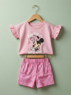 Baby Girl Minnie Mouse Pink Shorts Set