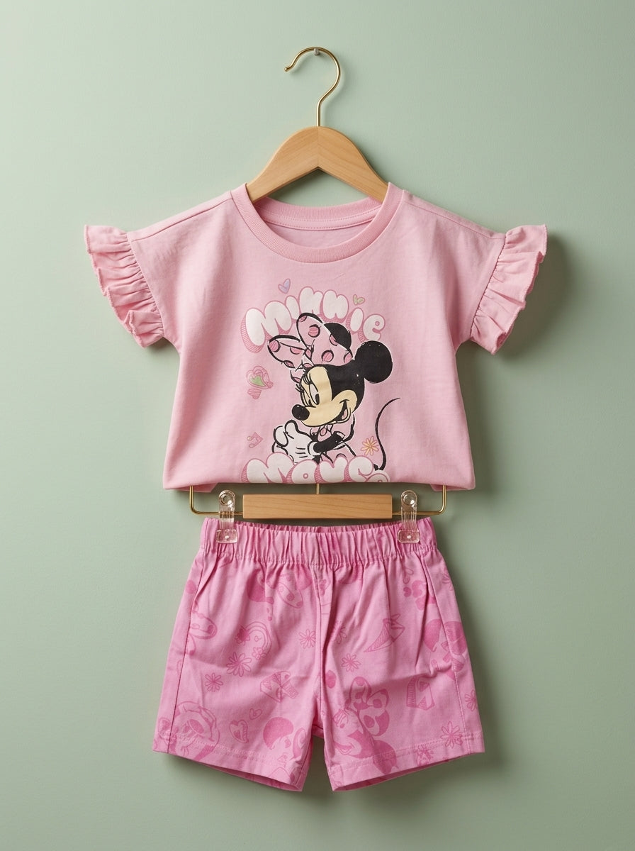 Baby Girl Minnie Mouse Pink Shorts Set