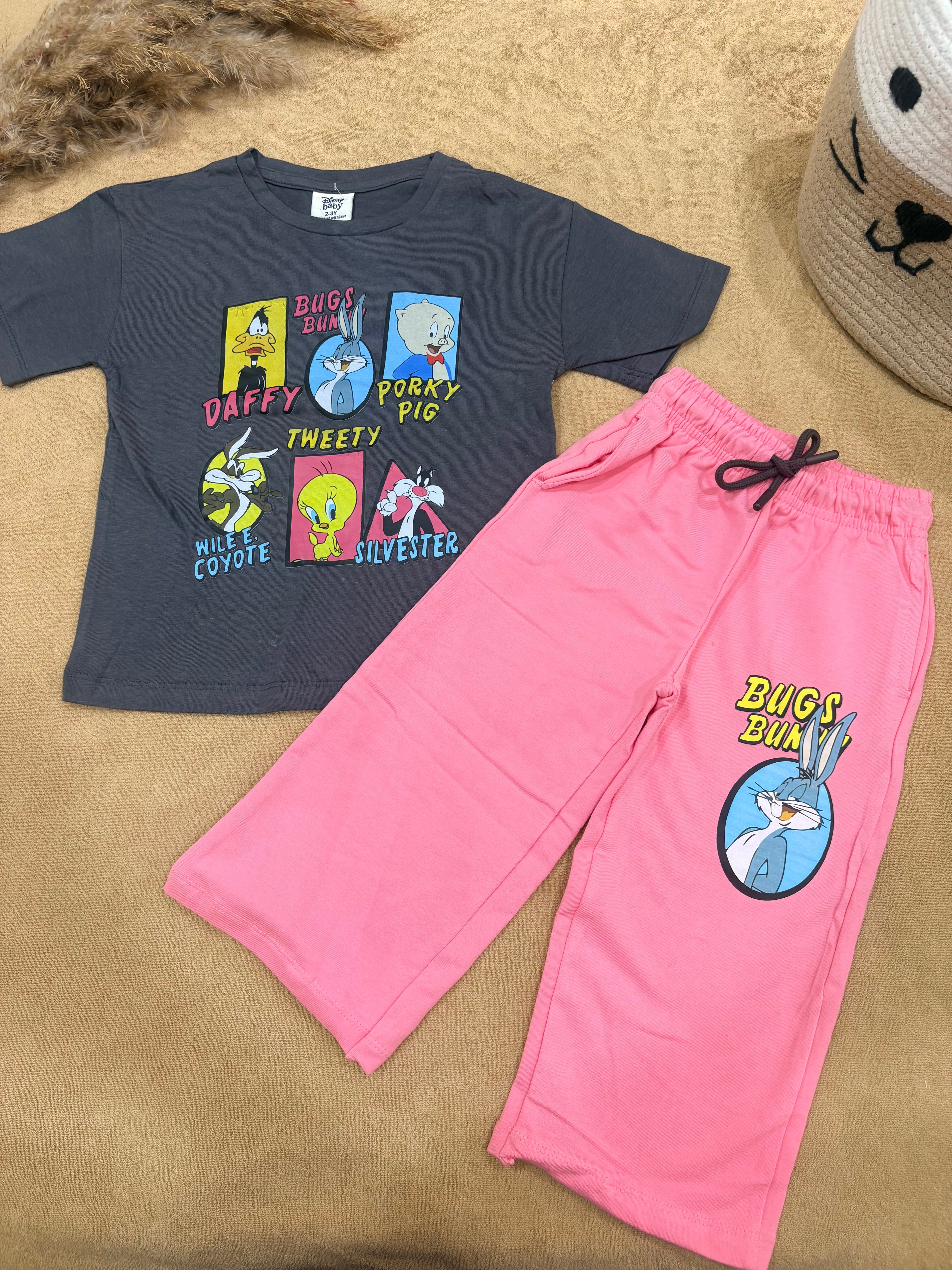 Bugs Bunny brown Pink Wide Leg Co-ord Set
