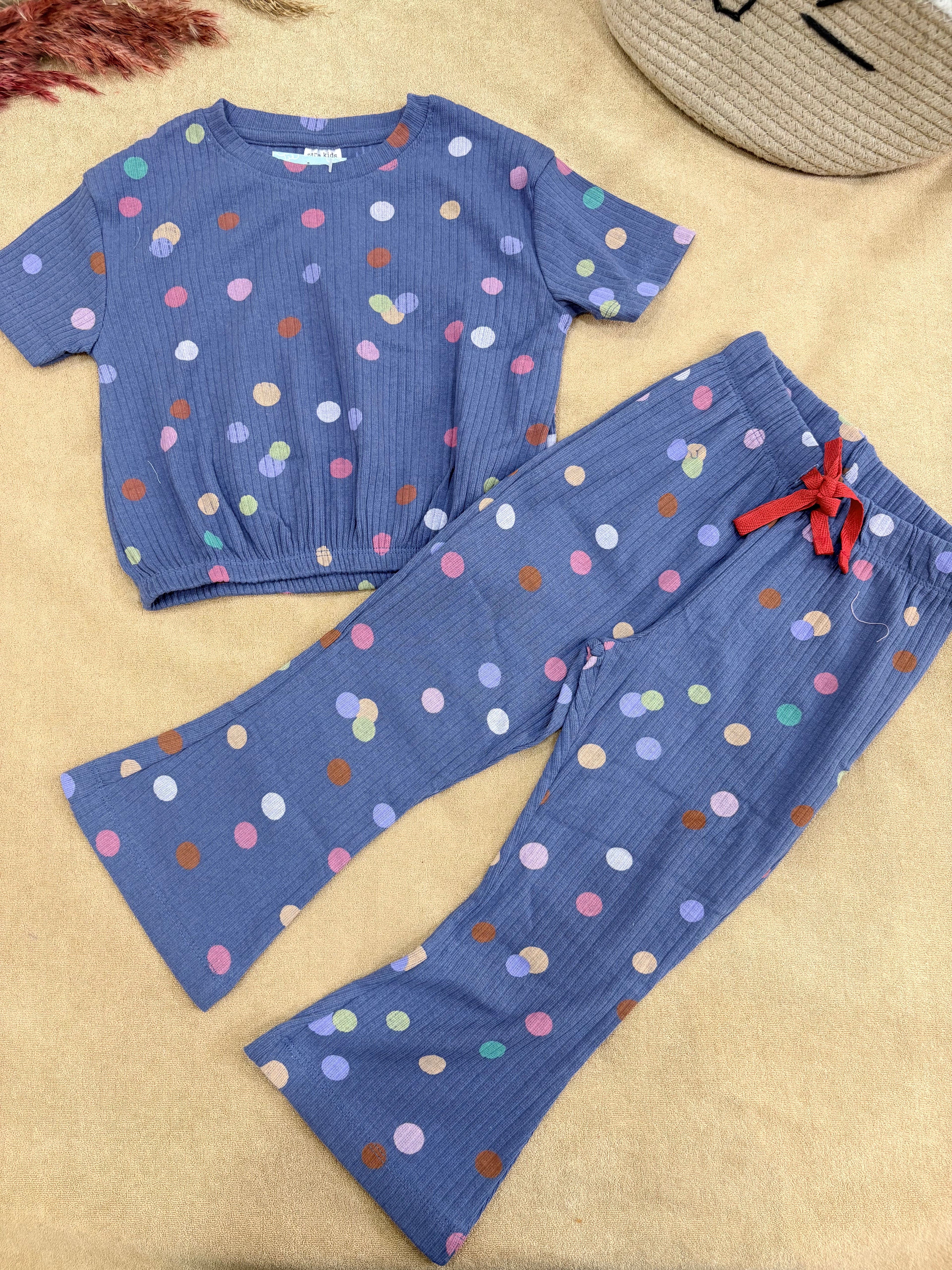Midnight Polka Crop Top & Bootcut Set