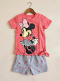 Baby Girl Minnie Graphic T-Shirt with Character Printed Shorts Co-ord Set