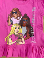 Baby Girl Barbie Graphic Peplum T-Shirt with Printed Shorts Set