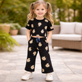 Black Daisy Crop Top & Bootcut Set