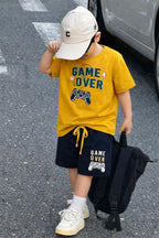 Babyhug Mustard Yellow “Game Over” Printed Shorts Set
