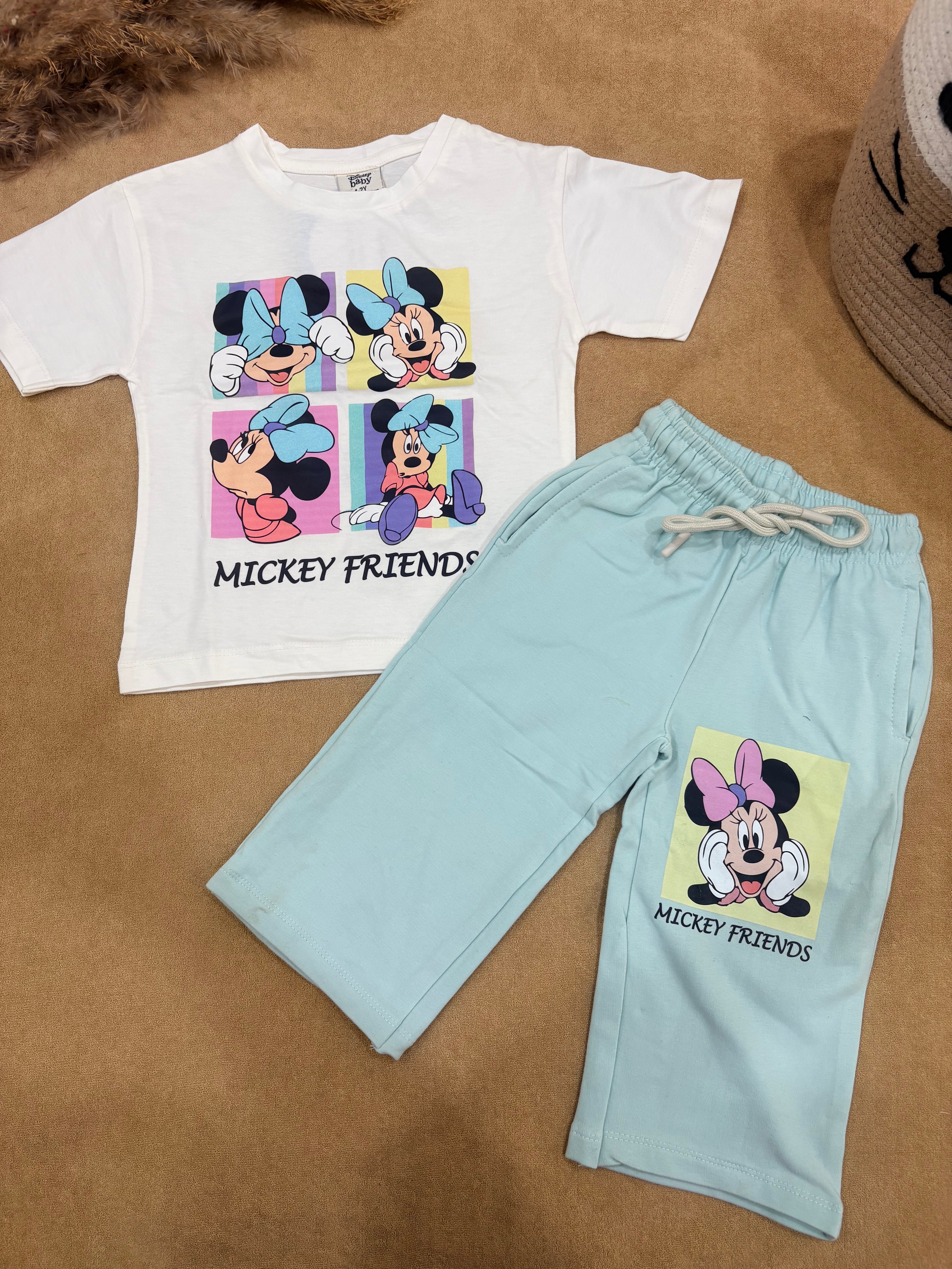 Mickey White & Blue Wide Leg Co-ord Set