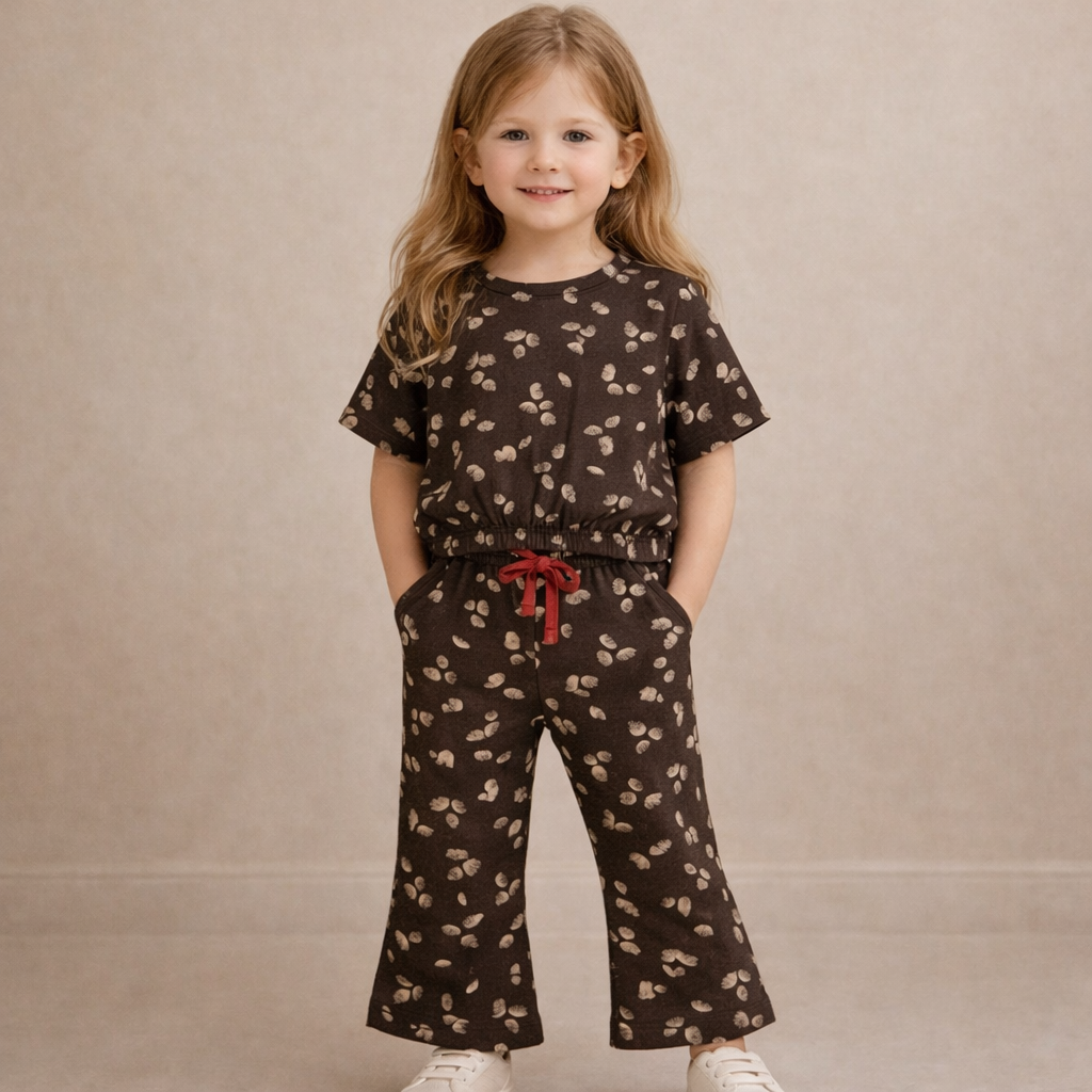 Mocha Leaf Crop Top & Bootcut Set