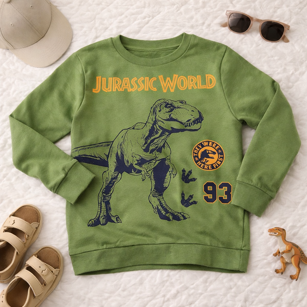 Jurassic Dinosaur Print Full Sleeve T-Shirt