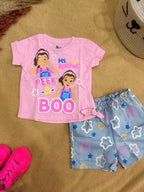 Baby Girl Ms. Rachel Knot Top & Printed Shorts Co-ord Set