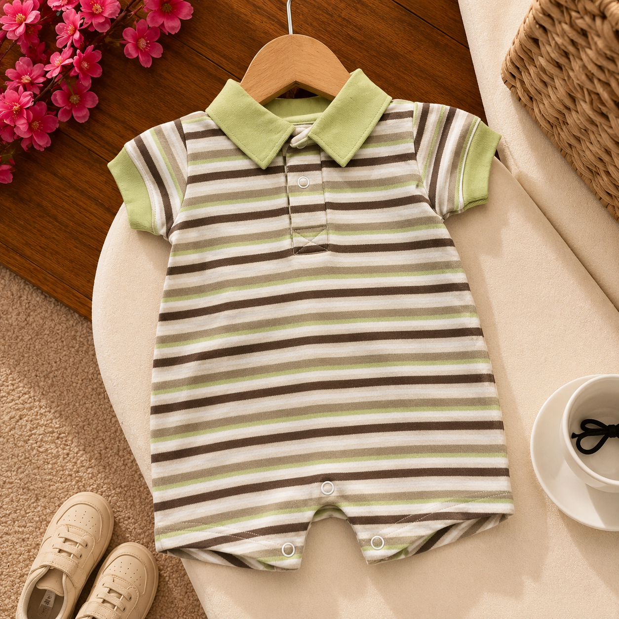 Striped Polo Baby Jumpsuit