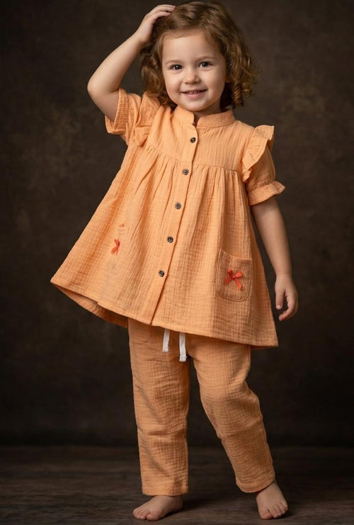 Peach Charm Muslin Co-ord Set