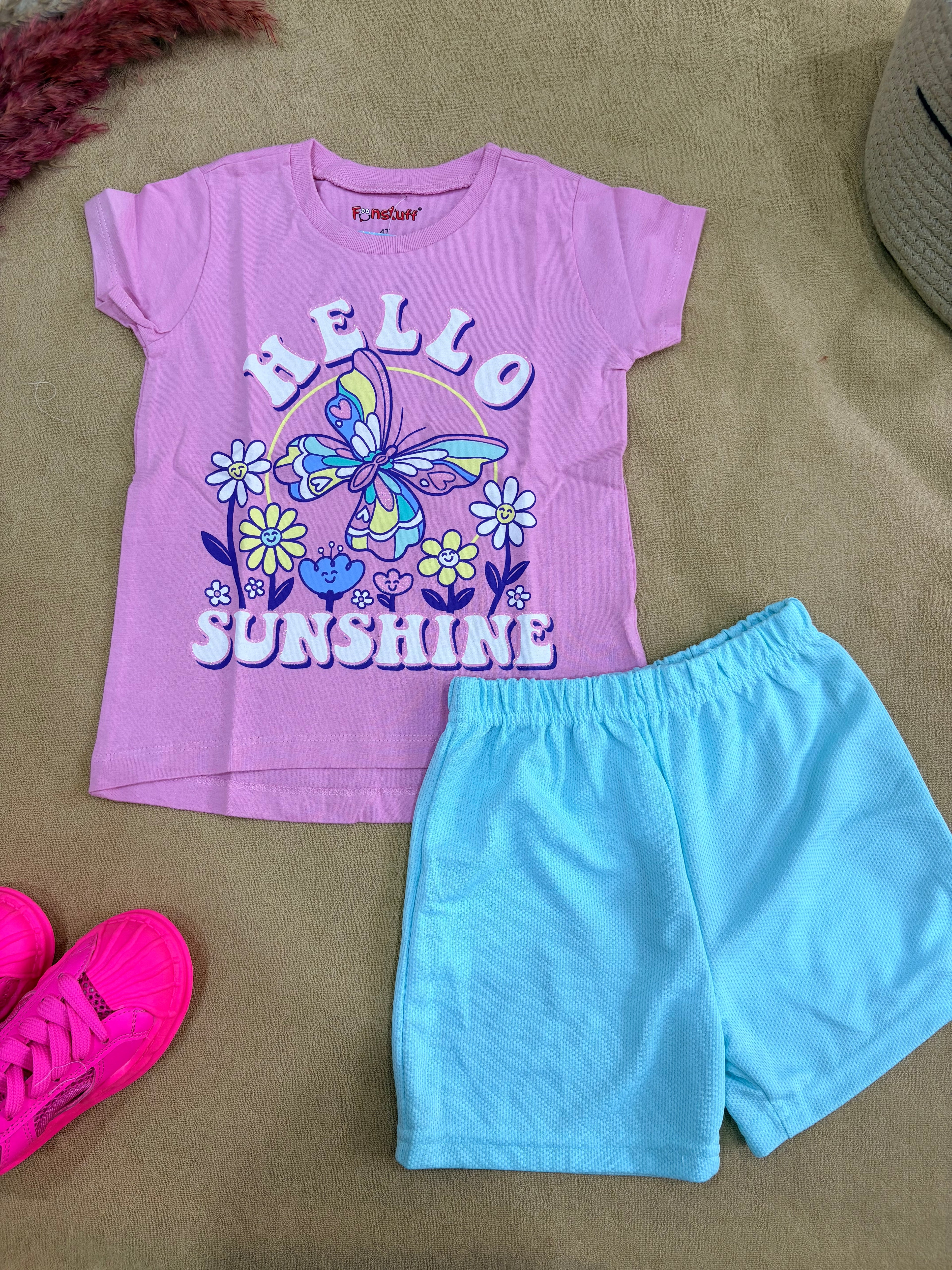 Baby Girl Hello Sunshine Butterfly Shorts Set