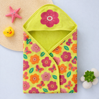 Babyhug Floral Print Hooded Baby Towel – Soft Terry Cotton Bath Wrapper