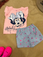 Baby Girl Minnie Mouse Ruffle Sleeve Shorts Set