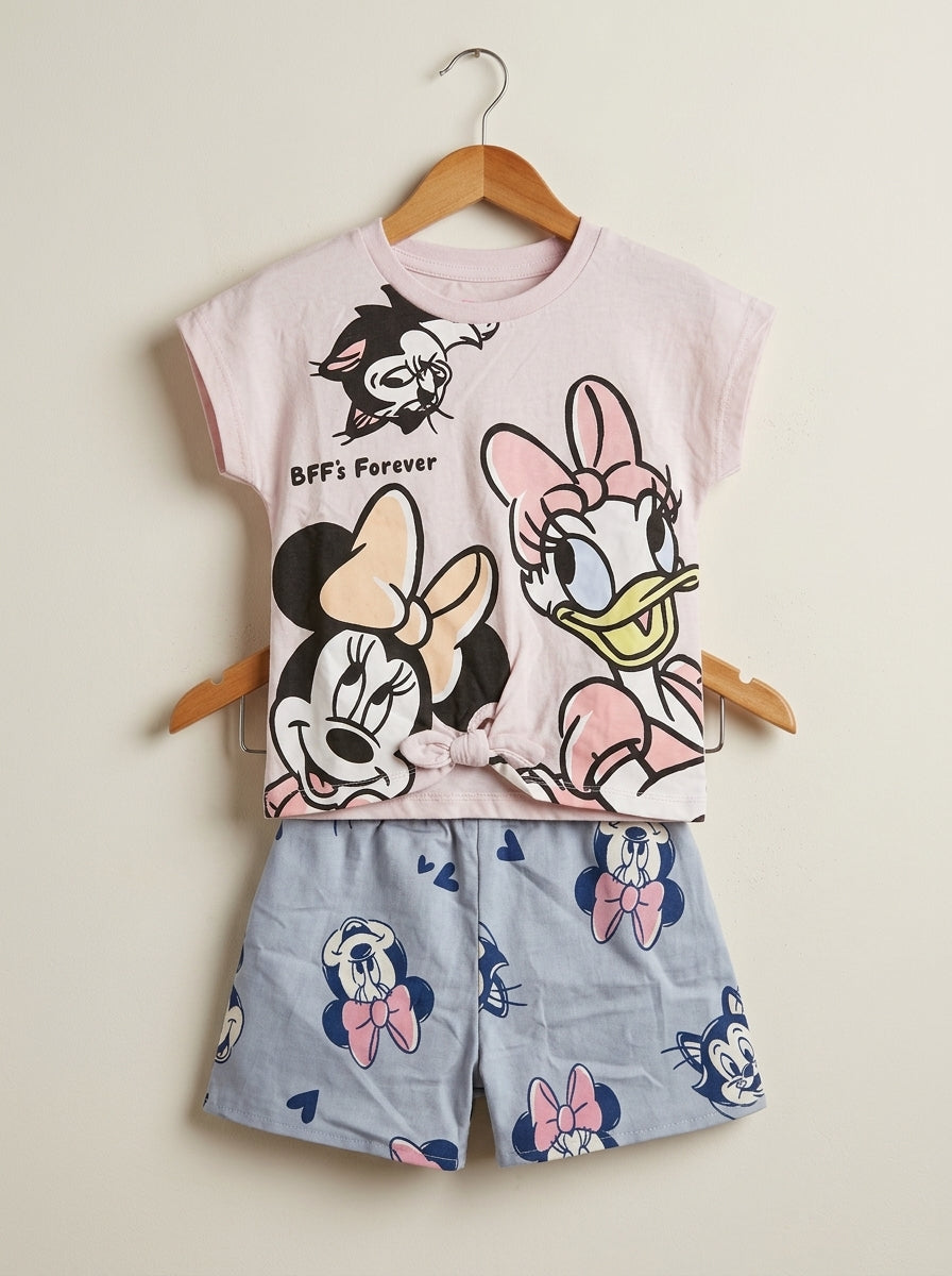 Baby Girl Minnie & Daisy Graphic T-Shirt with Printed Shorts Set