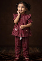 Maroon Stripe Muslin Co-ord Set