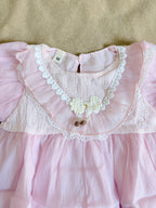 Blush Pink Puff Sleeve Frock | Elegant Layered Dress