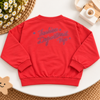 Girls Red Sweatshirt with Back Graphic Print