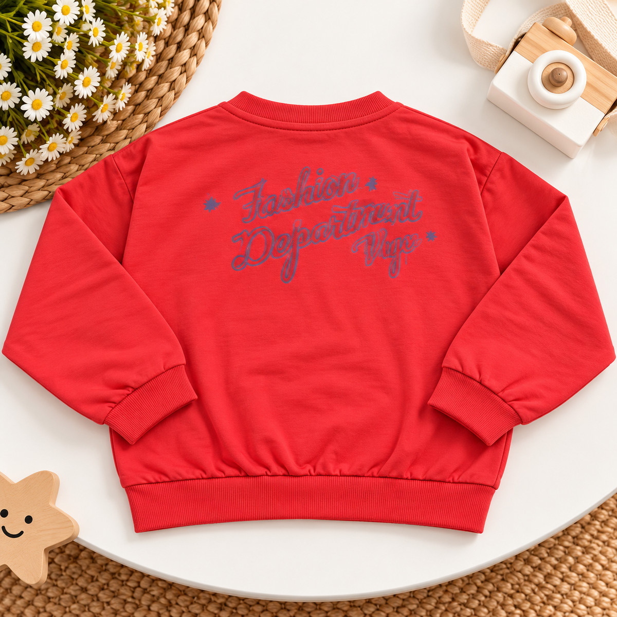 Girls Red Sweatshirt with Back Graphic Print