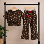 Mocha Leaf Crop Top & Bootcut Set