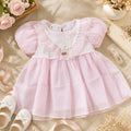 Blush Pink Puff Sleeve Frock | Elegant Layered Dress
