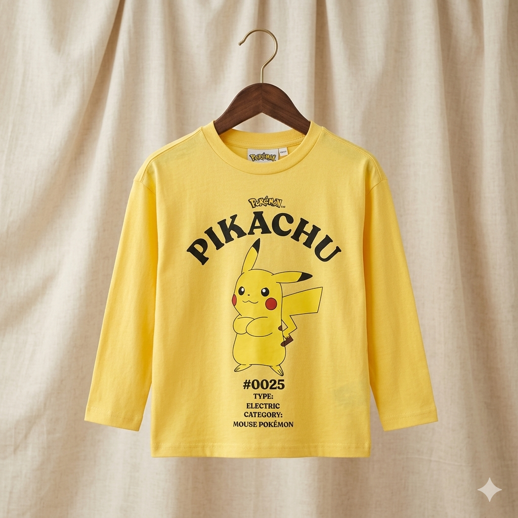 Pikachu Print Full Sleeve T-Shirt